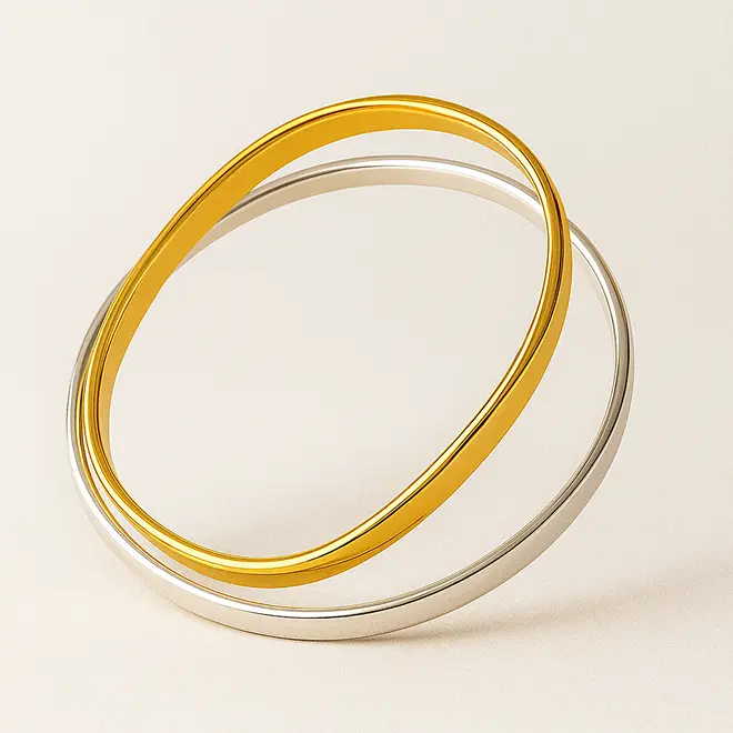 srebrna i złota obrączka